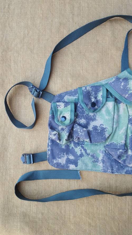 on auction a new custom made Zim splotch camo in nylon chest webbing sized for 6 AK 47 or R4/5 mags
