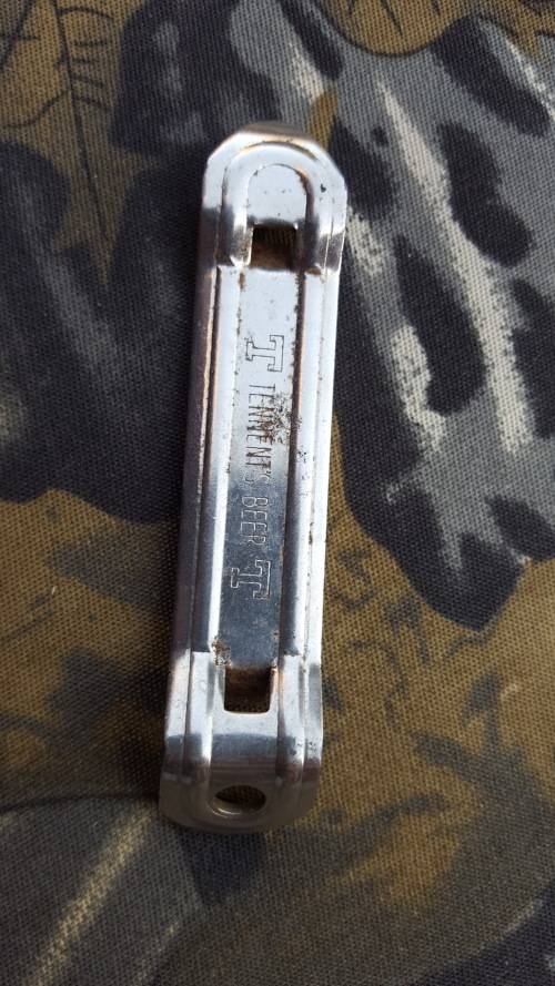 old-school SWA/Angola period TENNETS beer brand can and bottle-opener (made in England) used condit
