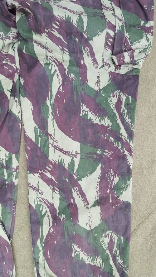 hard to find good used Porra ULTRAMAR war era waist size 36 inch lizard camo trousers (undamaged)