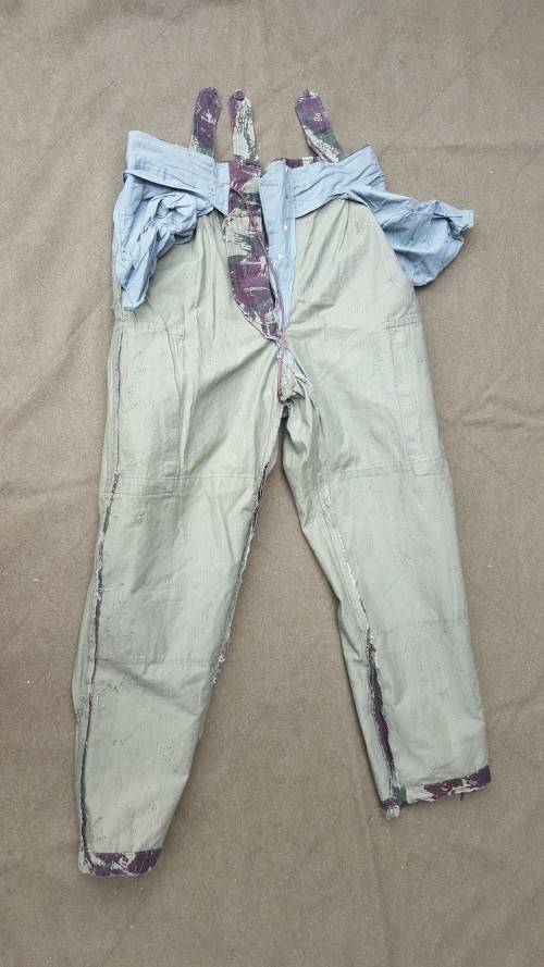 hard to find good used Porra ULTRAMAR war era waist size 36 inch lizard camo trousers (undamaged)