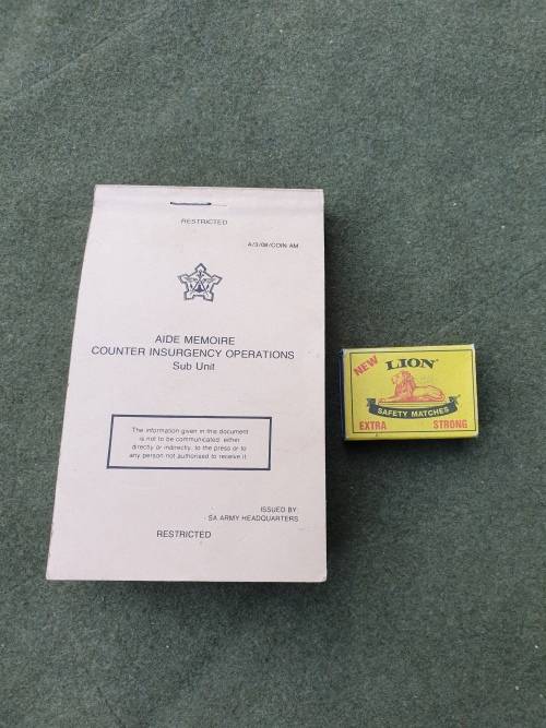 orginal SADF bushwar period/era COIN aide memoir A6 size pocket booklet in good clean condition
