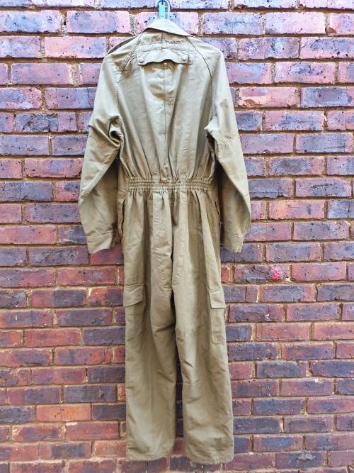 early bushwar era SADF issue olive green AFV crew-man`s fire-resistant one-piece overall size small