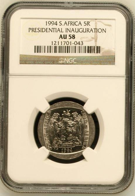 RSA 1994 INAUGURATION R5 AU58 NGC GRADED COINS!!!VERY RARE****
