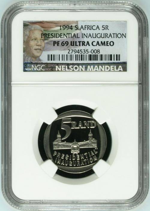 **1994 MANDELA INAUGURATION PF69 UC NGC GRADED**COLOR LABEL**BUILDINGS IN FRONT**ONLY 17 HIGHER**