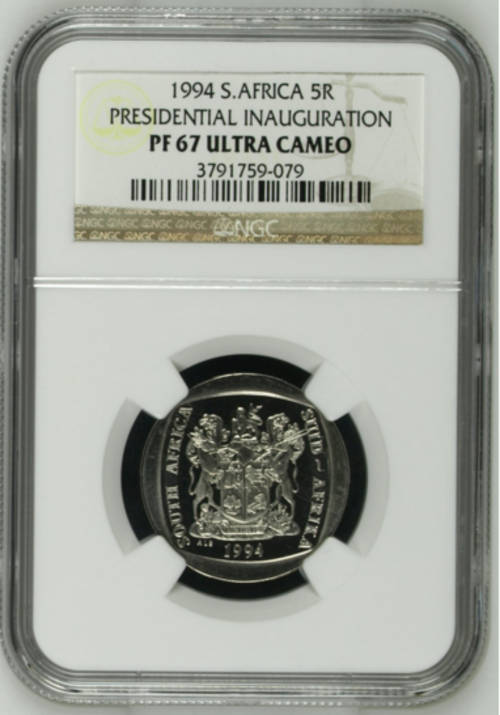 **1994 MANDELA PRESIDENTIAL INAUGURATION PF67 UC NGC GRADED** ONLY 185 IN THIS GRADE**VERY RARE!!