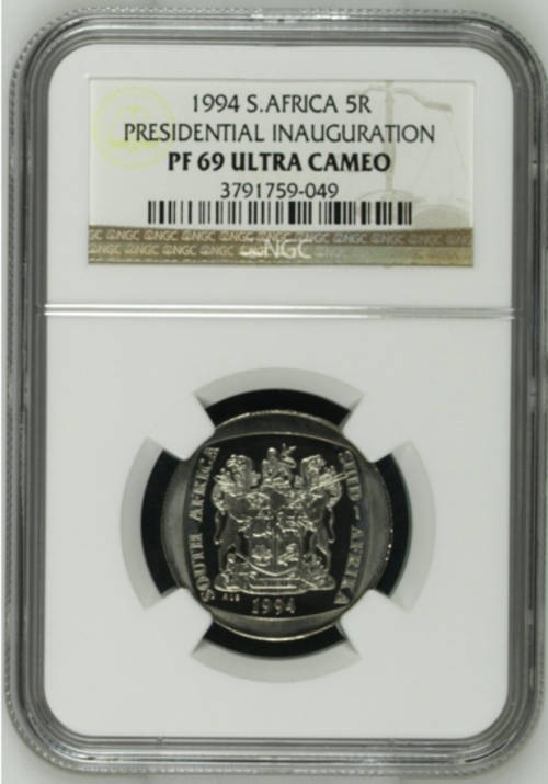 **1994 MANDELA PRESIDENTIAL INAUGURATION PF69 UC NGC GRADED**VERY RARE!!