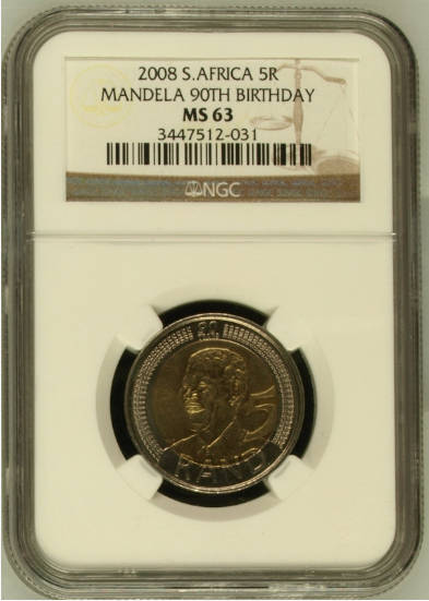 **2008 MANDELA 90th BIRTHDAY MS63 NGC GRADED COIN**2 AVAILABLE ON AUCTION**