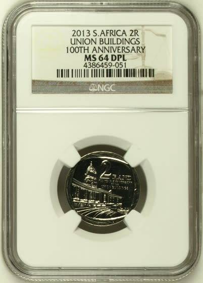 **2013 100th ANNIVERSARY OF THE UNION BUILDINGS MS64 DEEP PROOF-LIKE NGC GRADED COIN**
