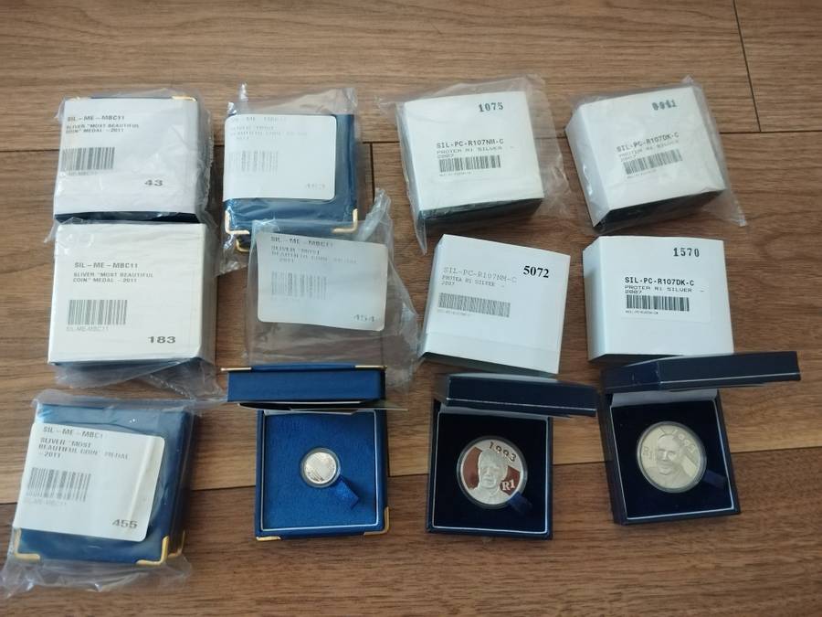 Joblot Silver Coins most beautiful Natura meerkat, de Klerk, Mandela
