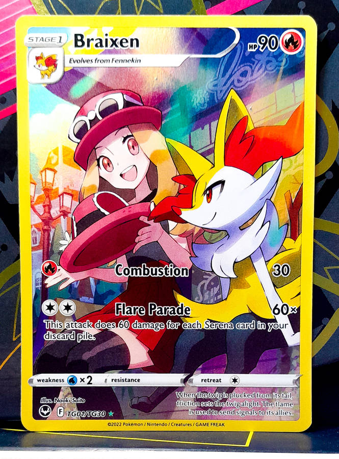 Pokemon Card - Braixen TG01/TG30 - Holofoil Illustraition Rare - Silver Tempest