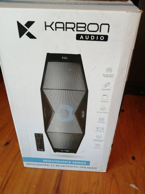 ***LARGE, OVER 1M TALL**BRAND NEW KARBON AUDIO,  BLUETOOTH SPEAKER, COLOUR LIGHTS, REMOTE****