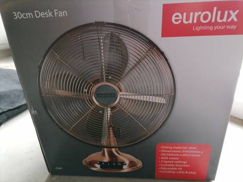 *WEEKEND SPECIAL*SUMMER ON WAY*BRAND NEW  Eurolux  4 Blades Desk fan*antique copper*R1200 RETAIL