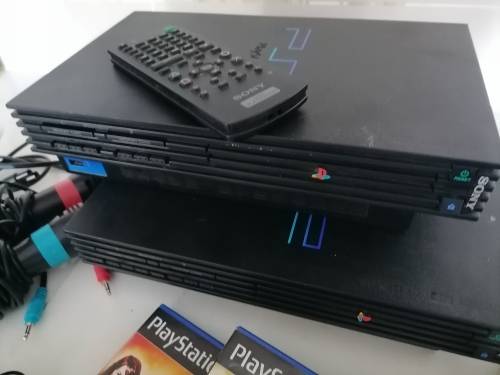*MONTH END MAGIC*COMBO DEAL*2 X SONY PLAYSTATION 2 CONSOLS WITH REMOTE/CONTROL/GAMES/MICS ETC**