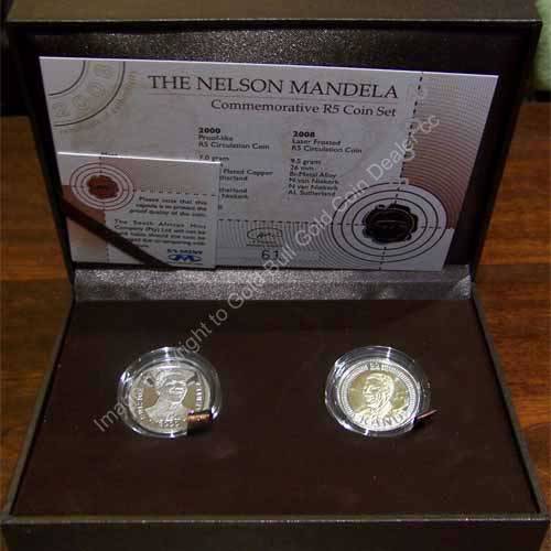 2008 Nelson Mandela Commemorative R5 Coin Set (2000 & 2008 R5 Coin)