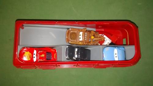 Disney/Pixar Cars Movie Character Lot Of 10 Cars With Large London Bus Car Transporter