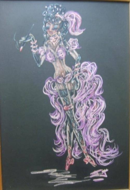 Pastel drawing of The Can-Can  Girl by JJ