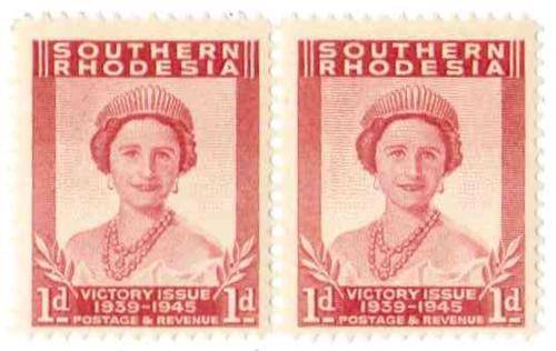 Southern Rhodesia, Unmounted Mint, 1d, "Victory Issue", 1945, horizontal block of 2, ultra fine
