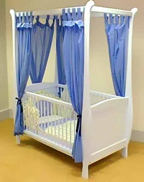 Baby Cot - Custom Made. Stunning 4 poster sleigh cot with under drawers
