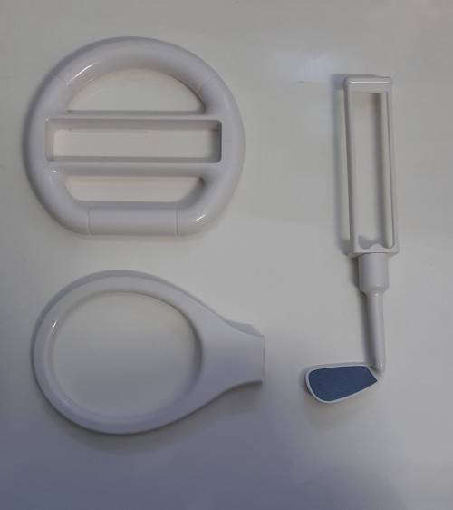WII TENNIS , GOLF AND STEERING WHEEL SET   '' USED ''    -    SAME DAY SHIPPING !!!