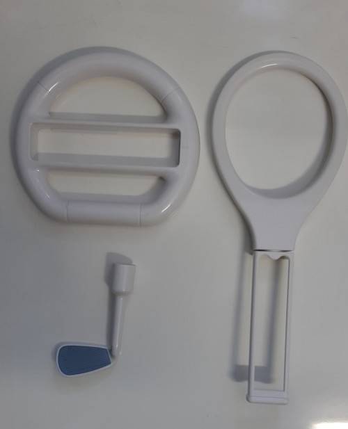 WII TENNIS , GOLF AND STEERING WHEEL SET   '' USED ''    -    SAME DAY SHIPPING !!!