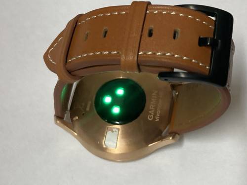 GARMIN VIVOMOVE HR SMARTWATCH - Rose Gold with NEW TAN LEATHER STRAP and CHARGER