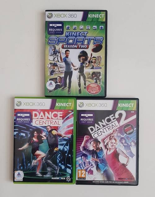 XBOX 360  3 GAME KINECT  COMBO  - Requires Kinect Sensor  - Good condition !!  -  SAME DAY SHIPPING