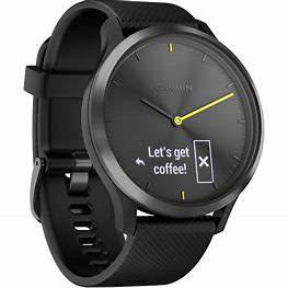 GARMIN WATCH VIVOMOVE HR SMARTWATCH - BLACK WITH BLACK SILICONE STRAP and CHARGER