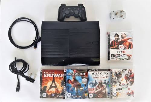 PS3 CONSOLE BLACK SLIM 120 GB + CONTROLLER + 5 GAMES & CABLES  - LAST ONE (  DEAL 008 )