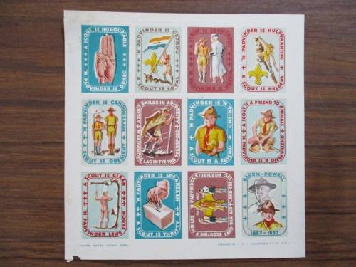 POSTER STAMPS 50 YEARS OF SCOUTING-BADEN POWELL CENTENARY(Gum disturbance)