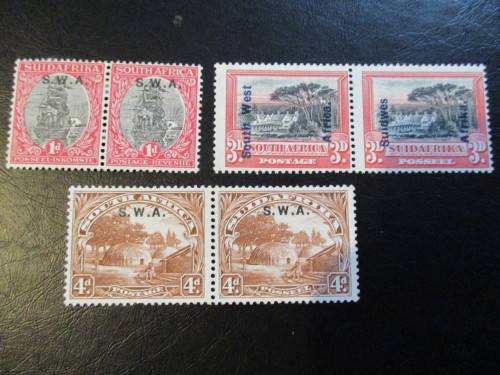 SWA OVERPRINTS 1d shifted up (hinged,rust spot,fold) 3&4d MNH as per scans
