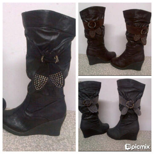 End Of Winter SALE!! Ladies Bow Detailed Black boots Only 1 pair left!!