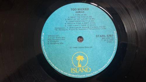 Aswad - Too Wicked - Vinyl LP record - Island Records - 1990 - VG+