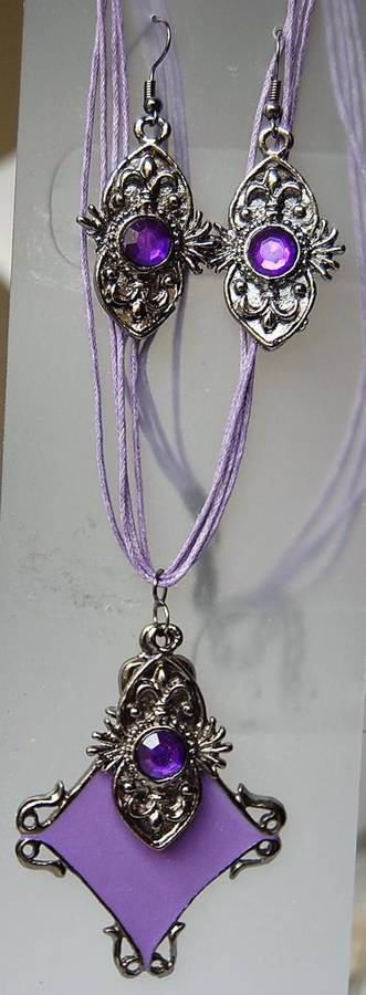 PURPLE PENDANT & EARRING SET