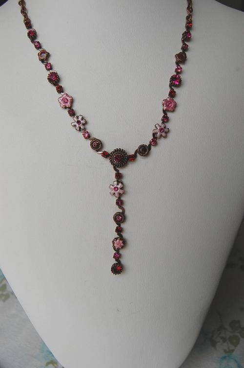 PINK ENAMEL & DIAMANTE NECKLACE - CRAZY R1 START