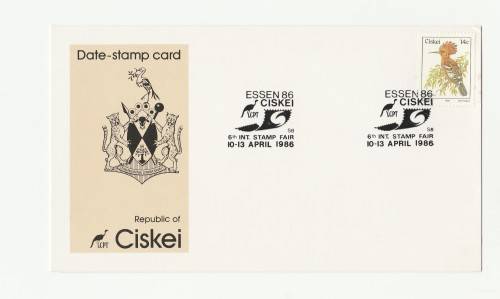 1986 Ciskei ESSEN 86 6th International Stamp Fair Date-stamp Card