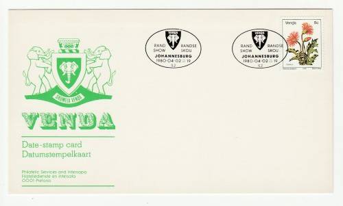 1980 Venda Rand Show Johannesburg date-stamp Card