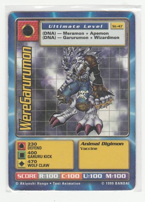 1999 Bandai Digimon 1st Edition WereGarurumon St-47
