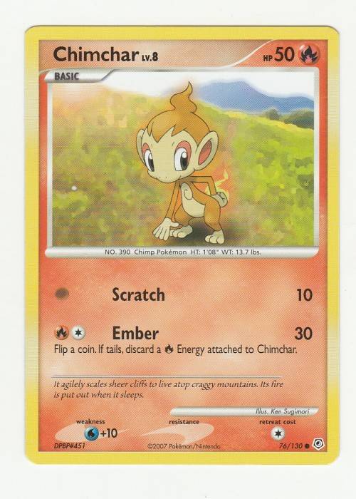 2007 Pokemon/Nintendo - Gen IV Diamond and Pearl - Chimchar 76/130 - Common