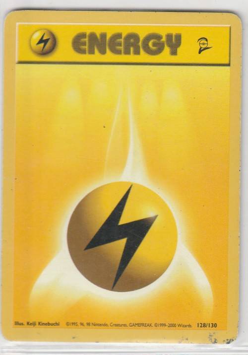 1995, 96, 98 Nintendo Creatures GAMEFREAK/Pokemon - Gen I Base Set 2 - Lightning Energy 128/130