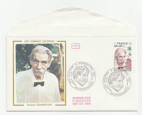 1975 France 11/01/75 Les Hommes Celebres Docteur Schweitzer FDC and Maxicard Set