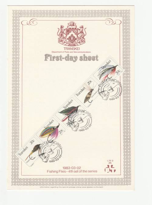 1983 Transkei Fishing Flies - 4th set of the series First-day Sheet 1.29.9 Starting Mayfly Nymph