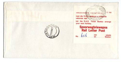 1977 RSA Vintage Train to Matjiesfontein Rail Letter Post #656 Commemorative Cover