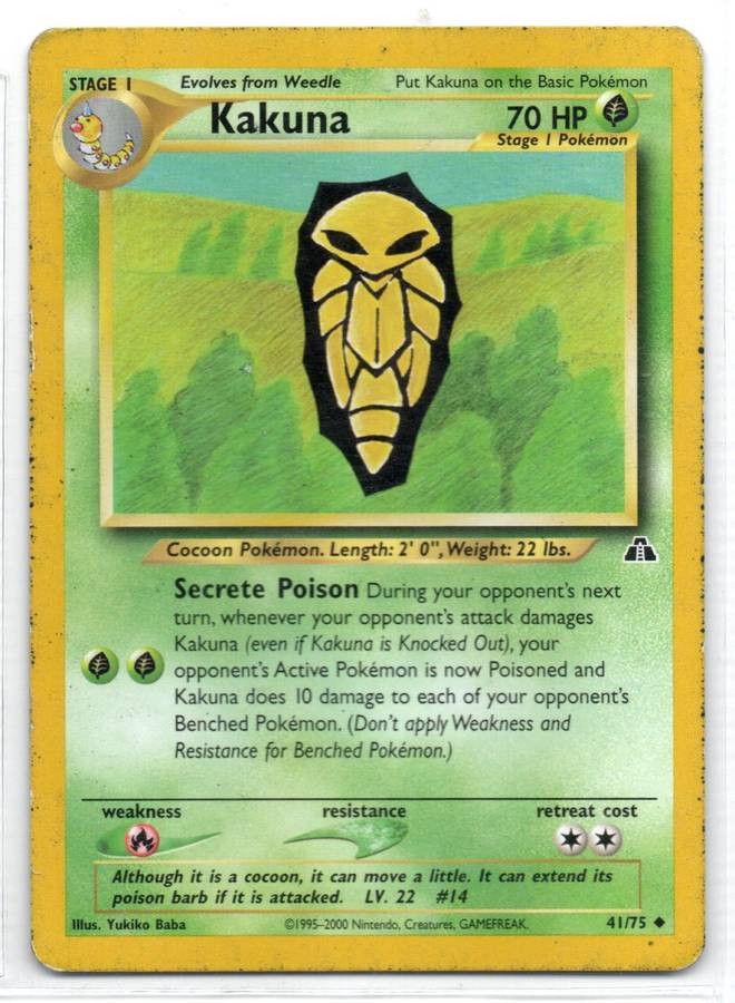 1995-2001 Nintendo, Creatures, GAMEFREAK - Neo Discovery - Pokemon Kakuna 41/75 Uncommon