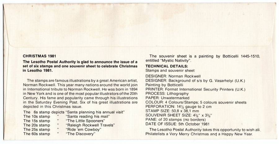 1981 Lesotho Christmas FDC