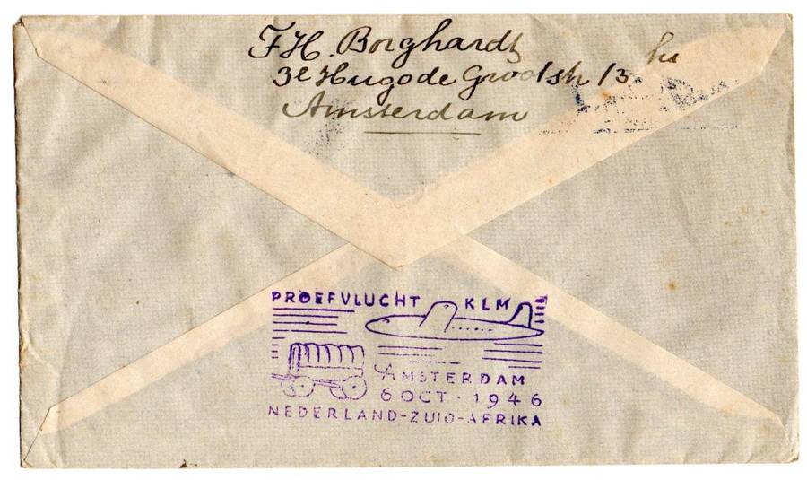 1946 Nederland KLM Bijondere Vlught Nederland-Zuid Africa Cover