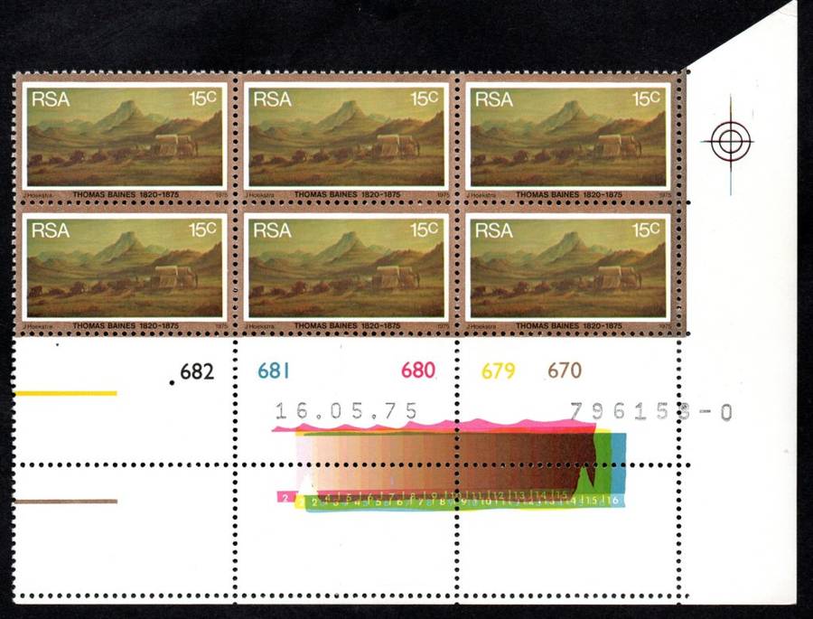 RSA 1975/05/16 Death Centenary of Thomas Baines 15c Control Blocks
