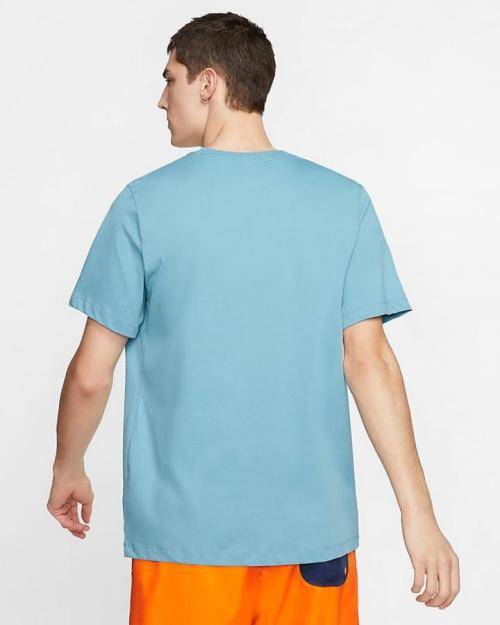 Nike Men`s Sportswear Tee Icon Futura T-shirt Cerulean/White AR5004-424 - Size Extra Large