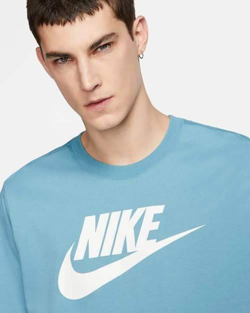 Nike Men`s Sportswear Tee Icon Futura T-shirt Cerulean/White AR5004-424 - Size Extra Large