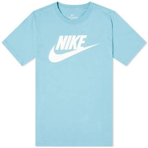 Nike Men`s Sportswear Tee Icon Futura T-shirt Cerulean/White AR5004-424 - Size Extra Large