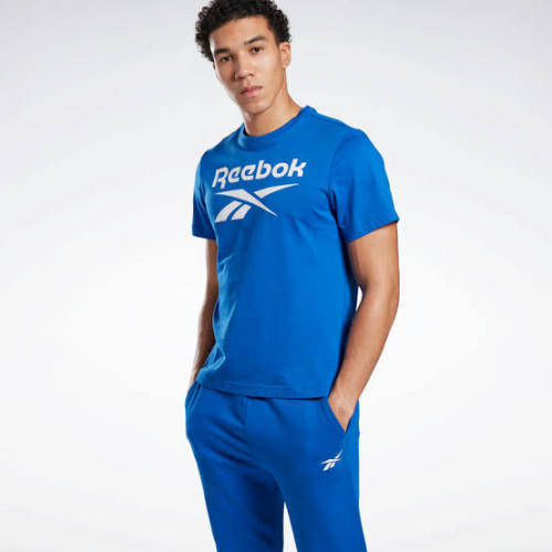 REEBOK Men`s Graphic Series Stacked Tee Humble Blue FP9144 - Size Large